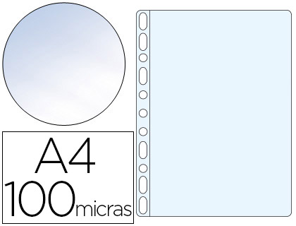100 fundas multitaladro Q-Connect A4 polipropileno 100µ cristal